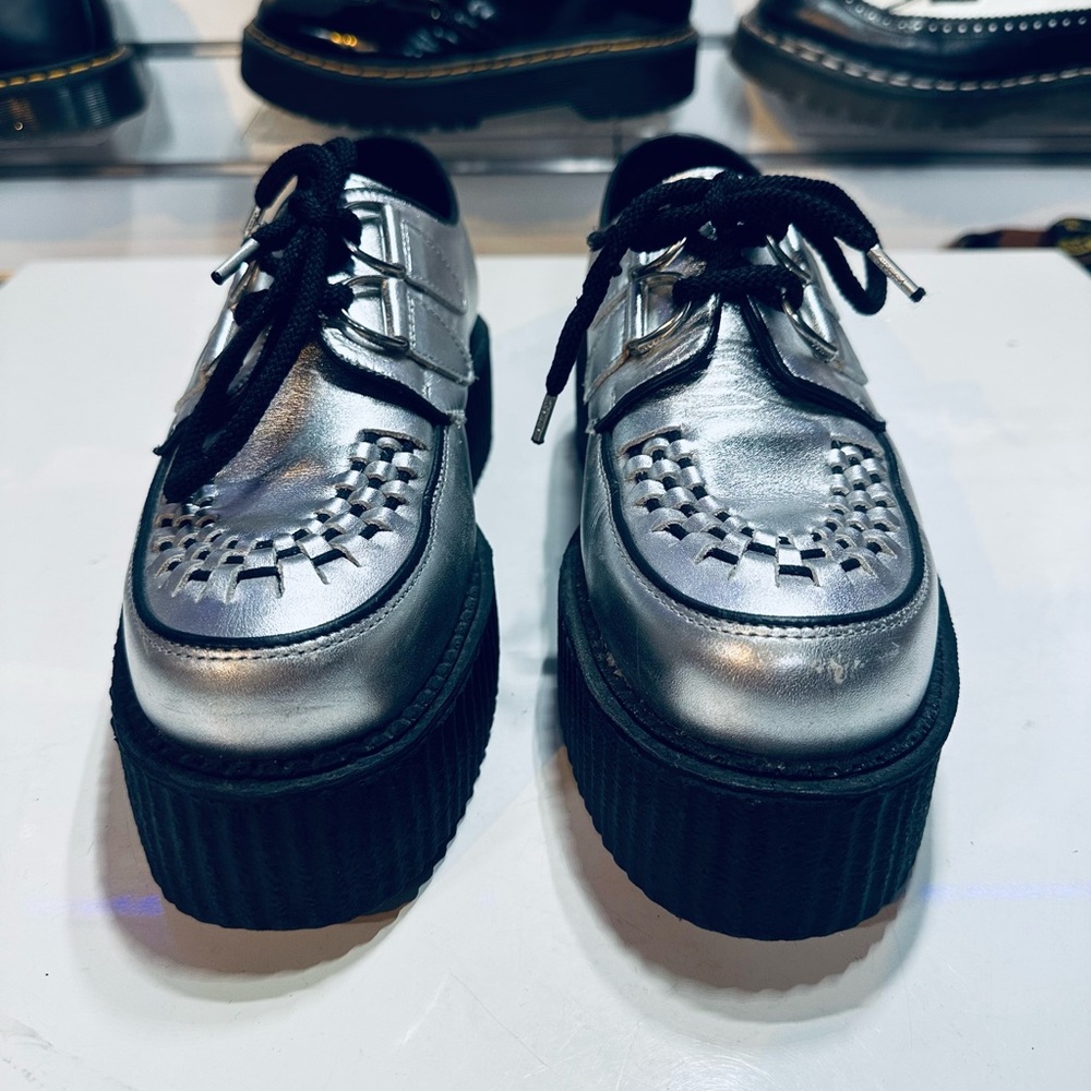 TRASH and Vaudeville x Steel Ground Europeshoes Silver Platform Creepers